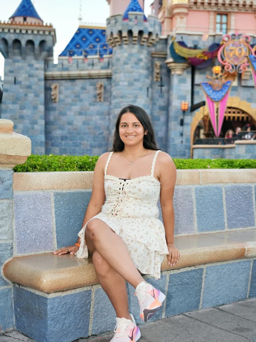 Surya Chhabra, with the Sleeping Beauty castle in the background.
